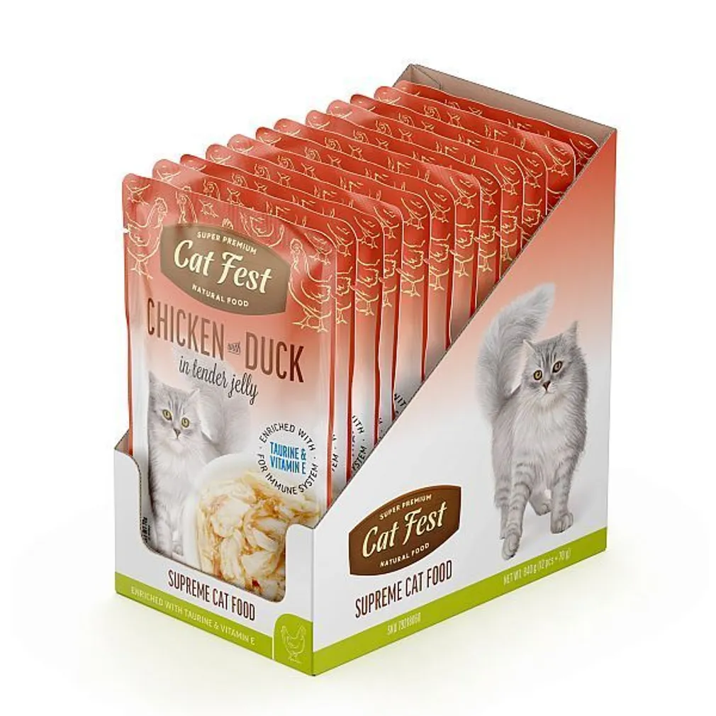MÄRGTOIT KASSIDELE CATFEST KANA JA PART ŽELEES 12X70G