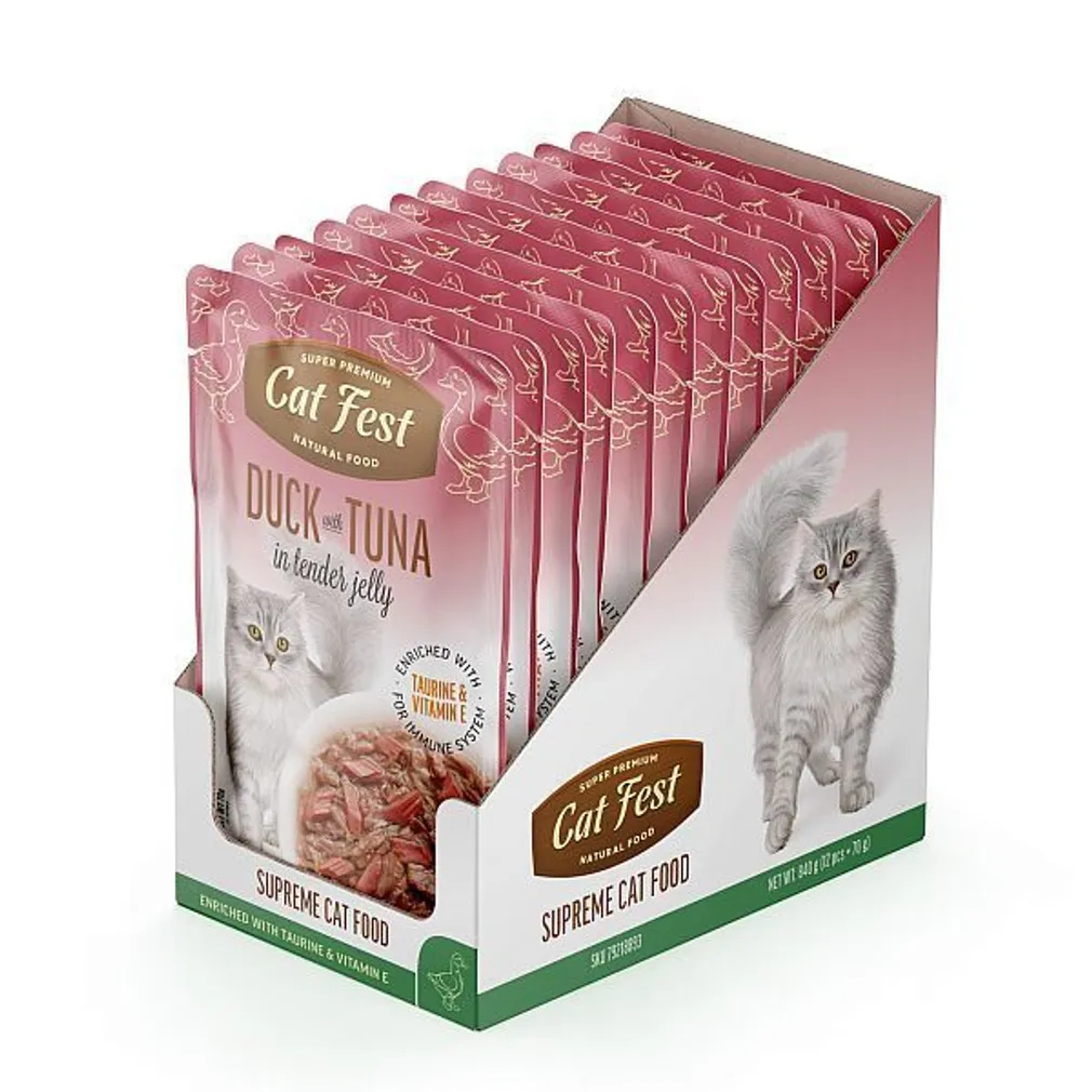 MÄRGTOIT KASSIDELE CATFEST PART JA TUUNIKALA ŽELEES 12X70G