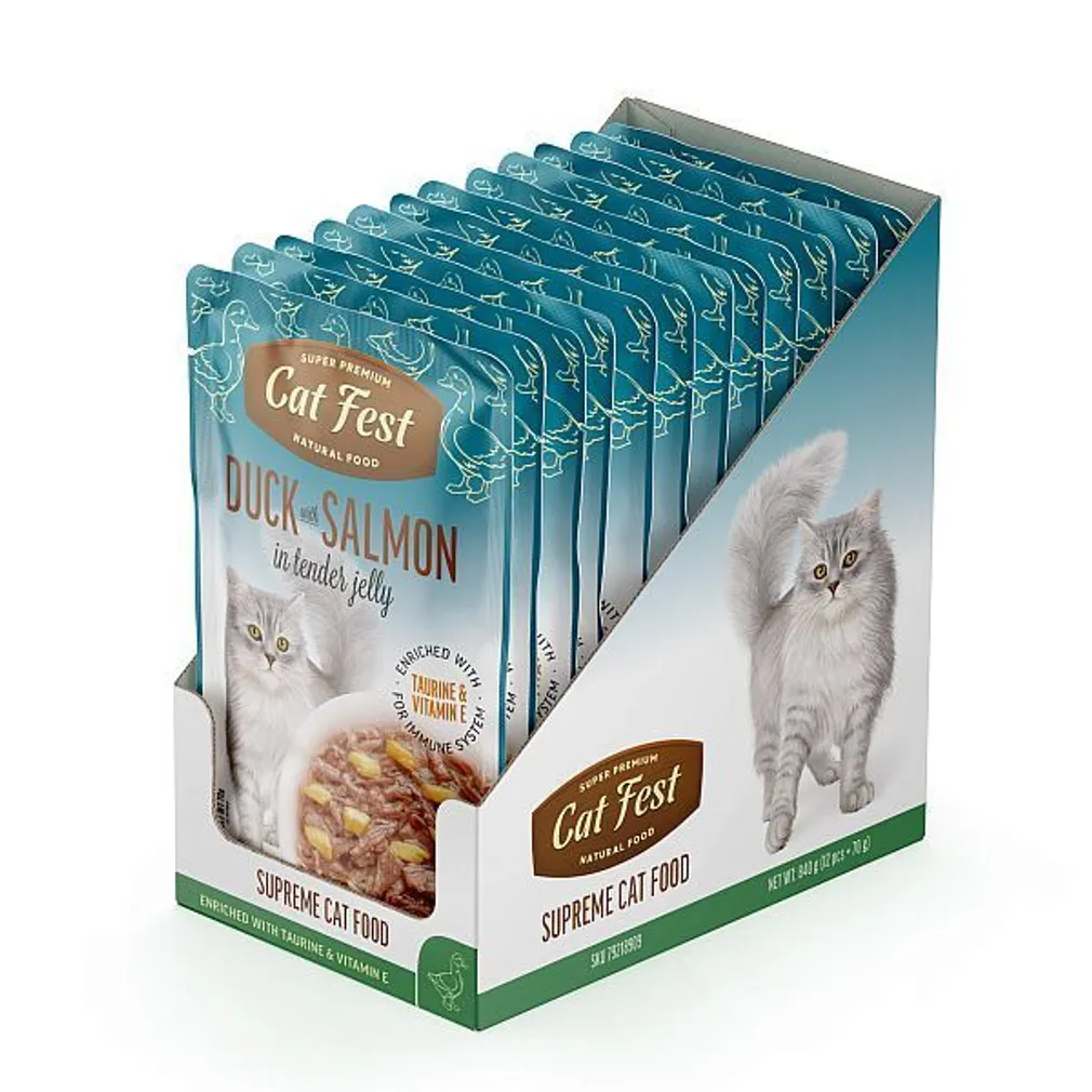 MÄRGTOIT KASSIDELE CATFEST PART JA LÕHE ŽELEES 12X70G