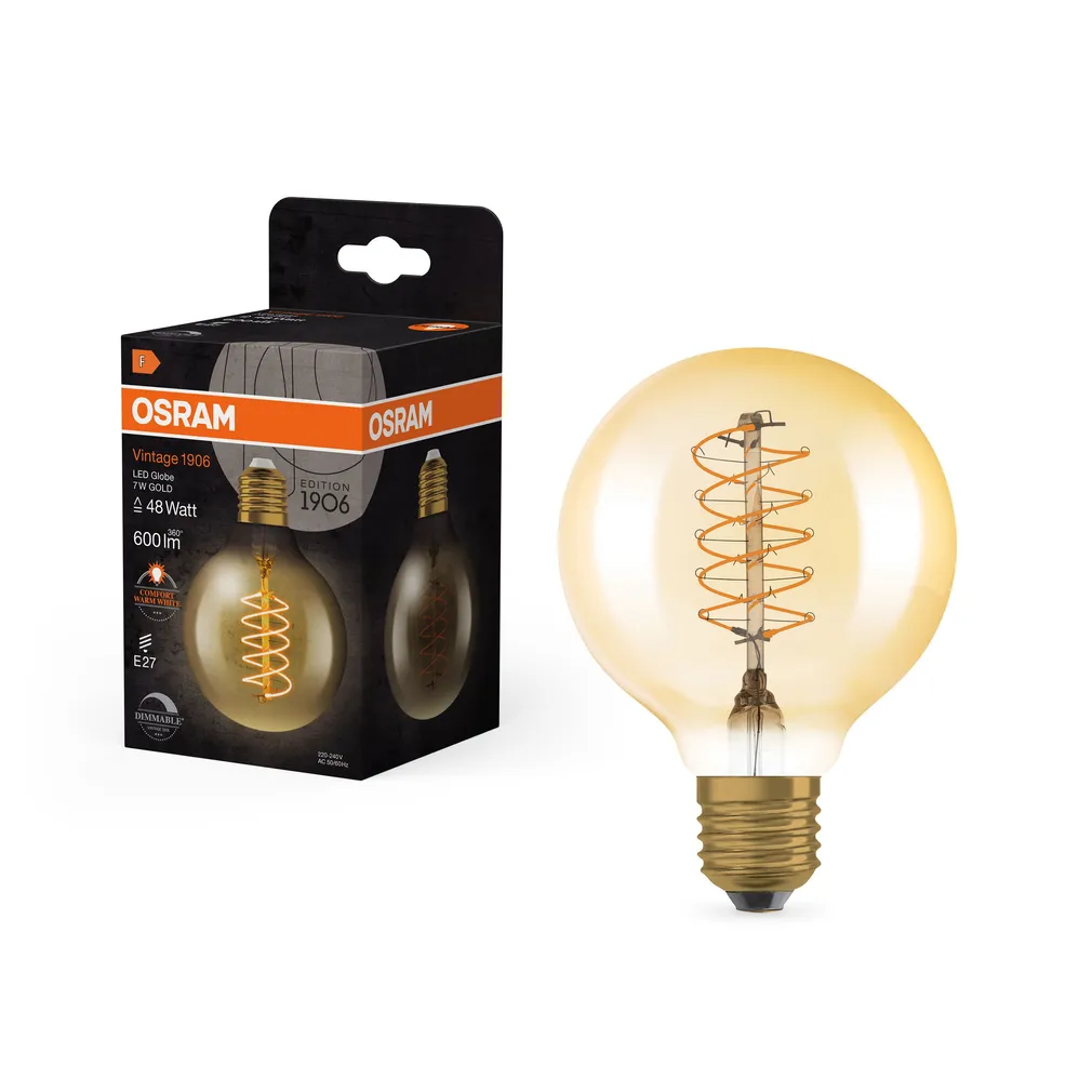 LED LAMP OSRAM GLOBE 80 7W E27 600LM 2200K KULDNE