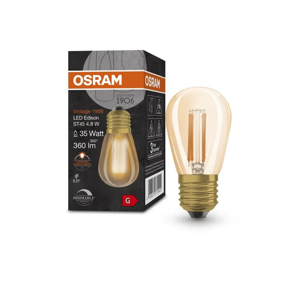LED LAMP OSRAM MINI EDISON 4,8W E27 360LM 2200K KULDNE