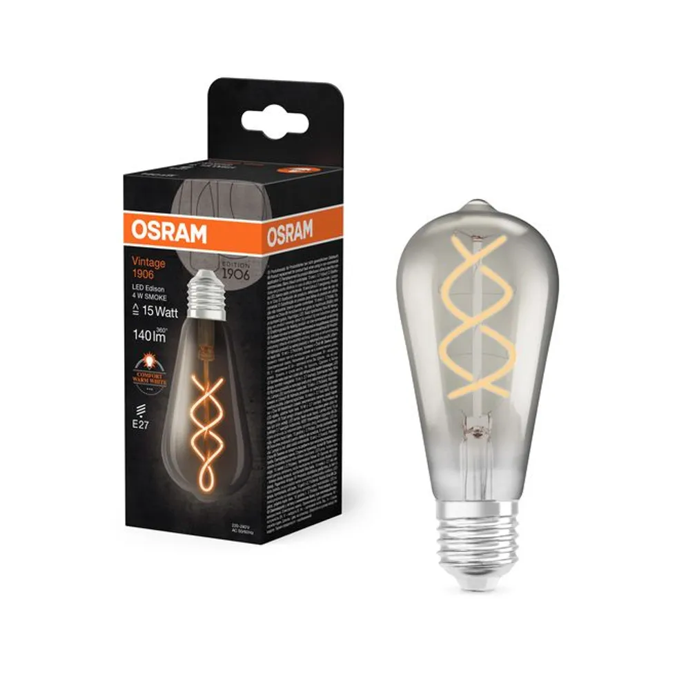 LED LAMP OSRAM EDISON 4W E27 140LM 1800K SUITSUHALL