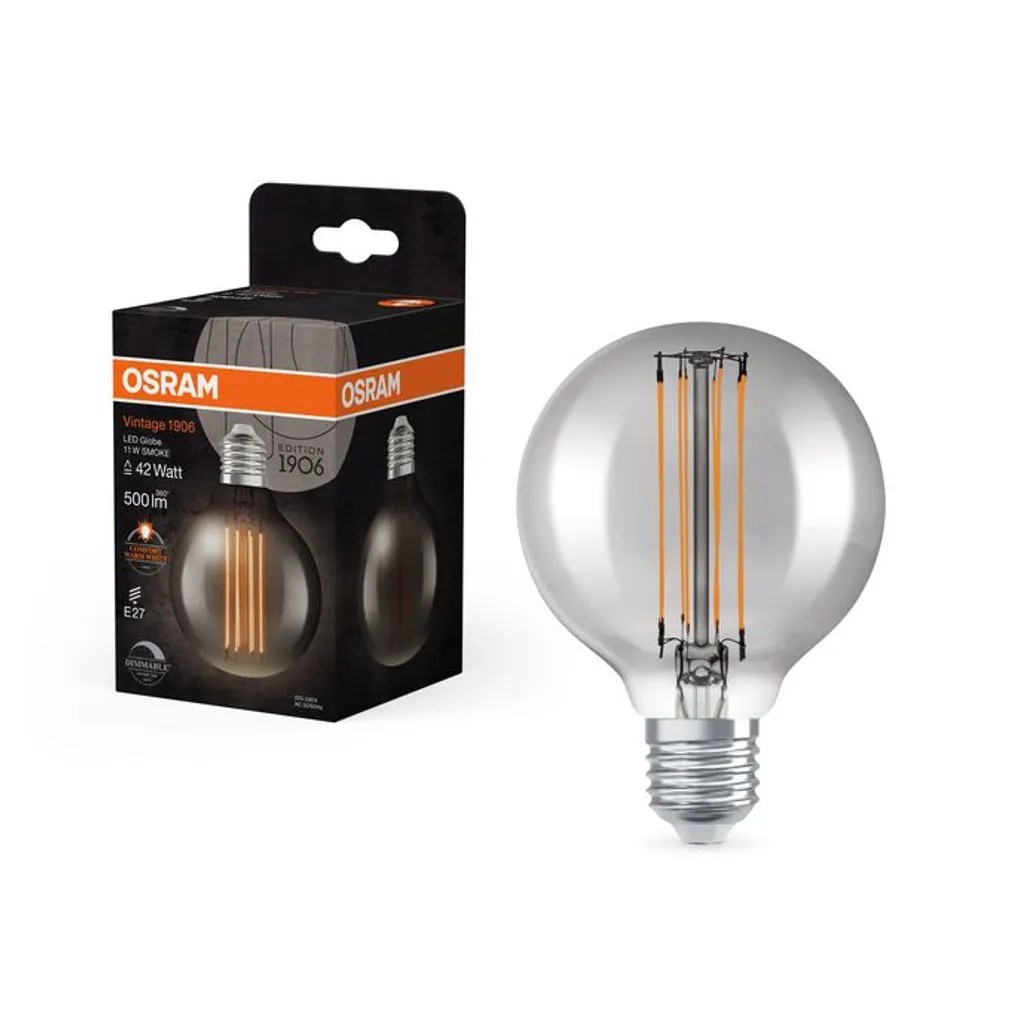 LED LAMP OSRAM GLOBE 80 11W E27 500LM 1800K HELESUITSUNE