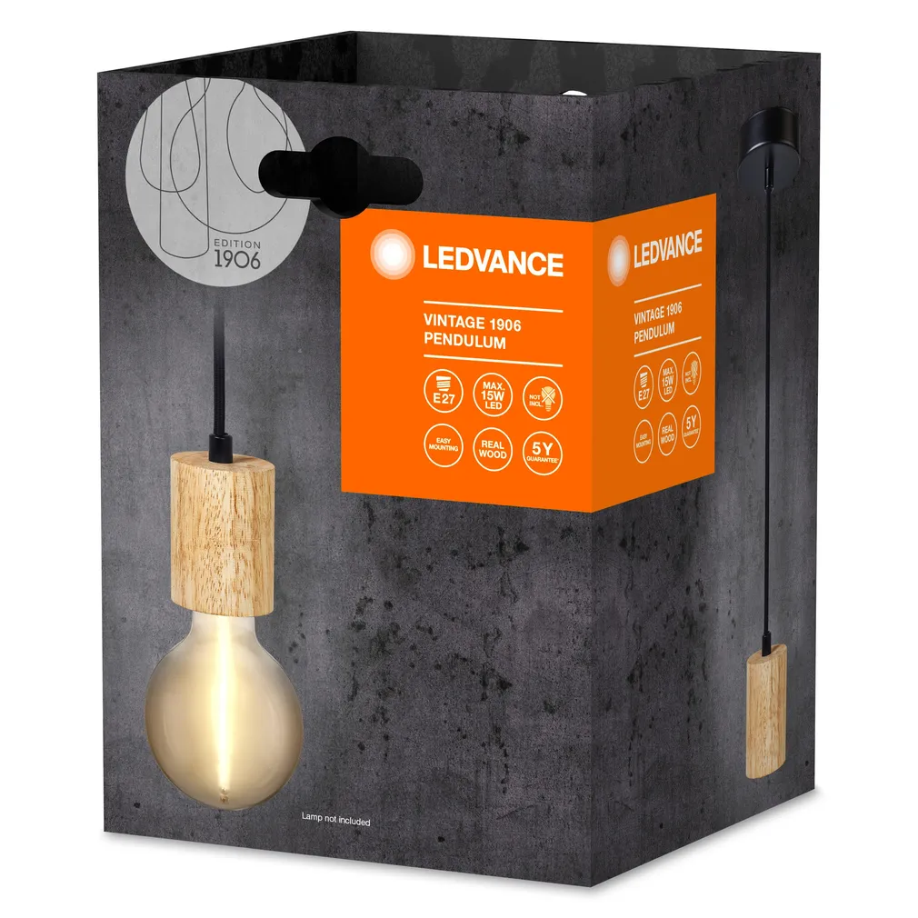 RIPPVALGUSTI LEDVANCE PENDULUM CYLINDER WOOD E27 PUIT