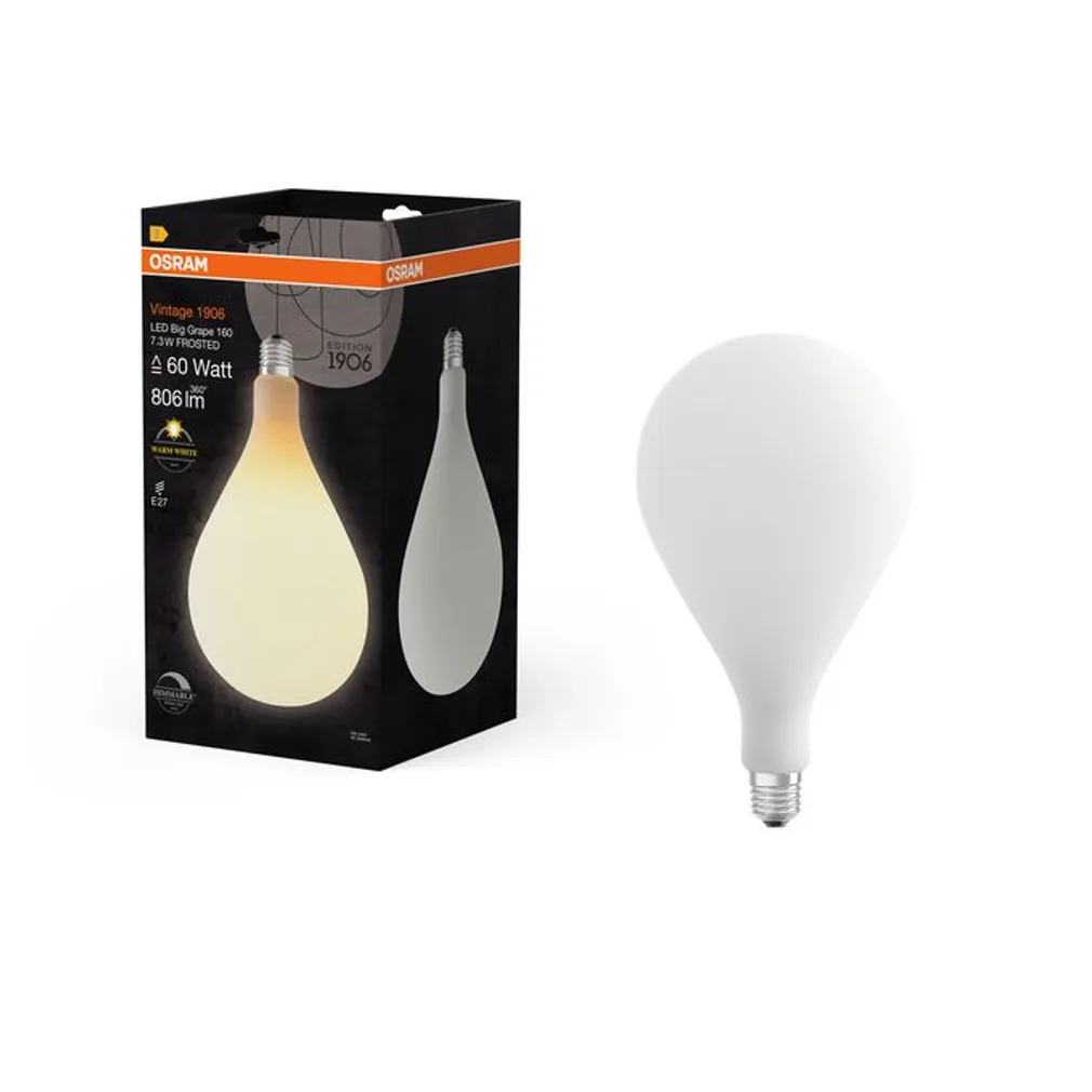 LED LAMP OSRAM BIG GRAPE 7,3W E27 806LM 2700K VALGE