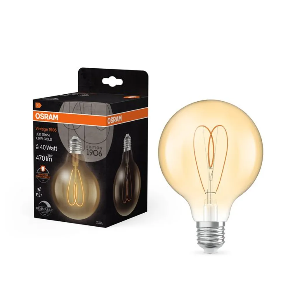 LED LAMP OSRAM GLOBE 95 4,9W E27 470LM 2200K KULDNE