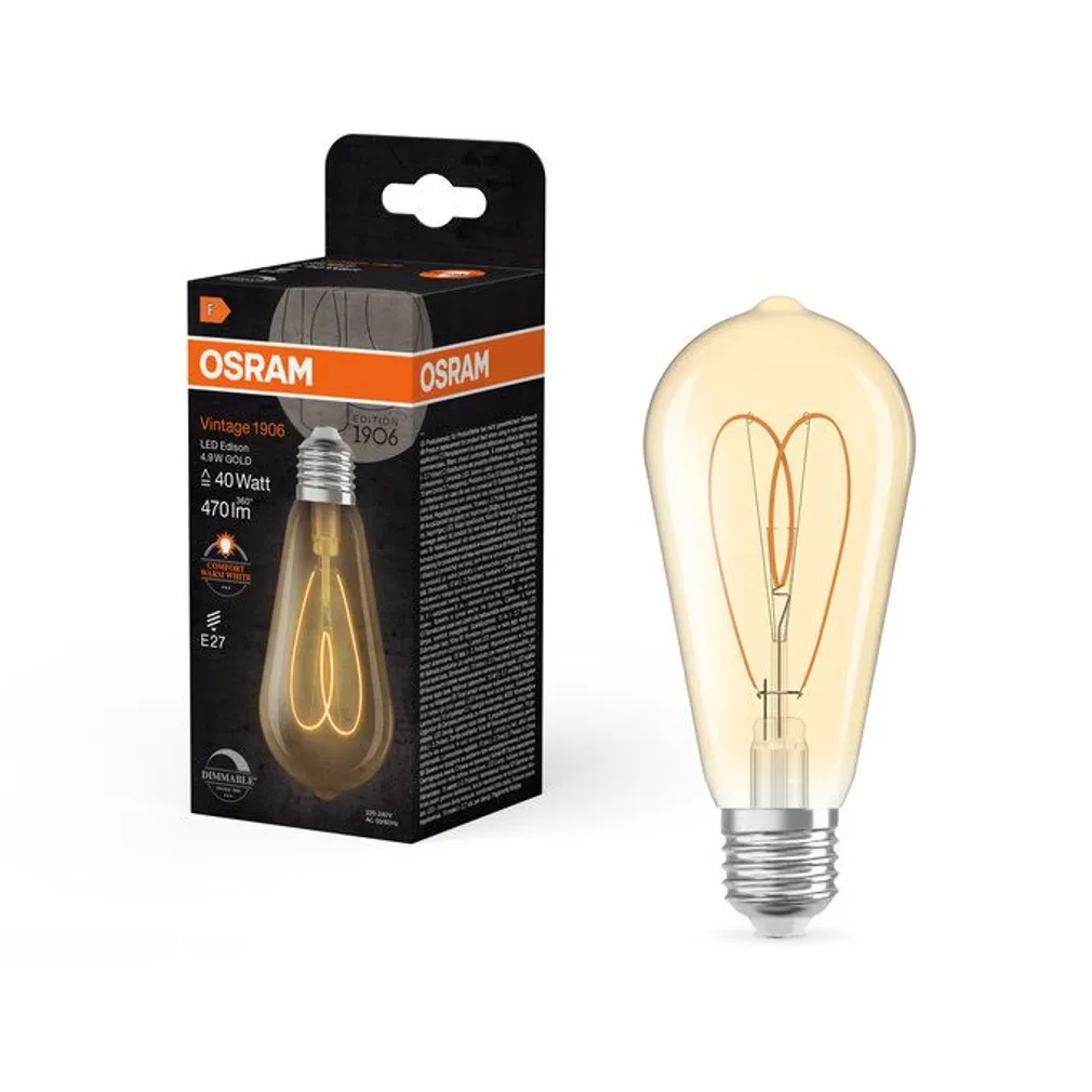 LED LAMP OSRAM EDISON 4,9W E27 470LM 2200K KULDNE