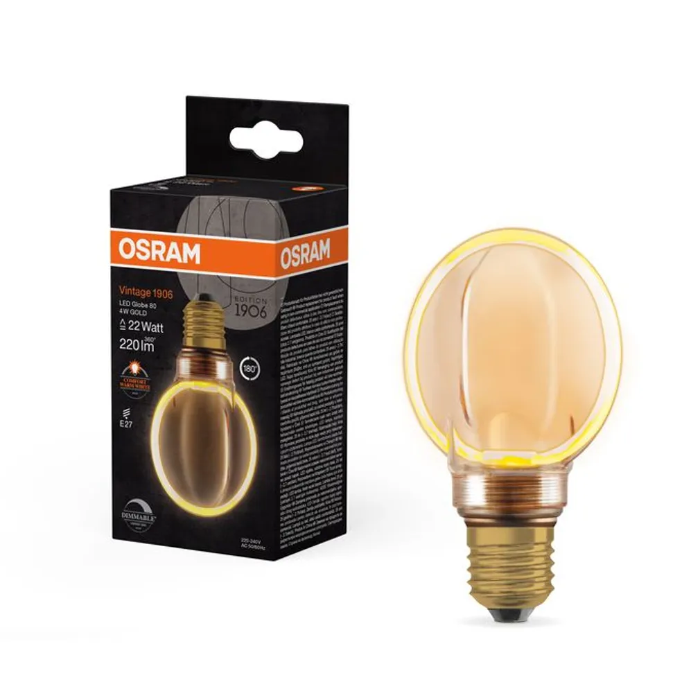 LED LAMP OSRAM GLOBE 80 4W E27 220LM 1800K KULDNE