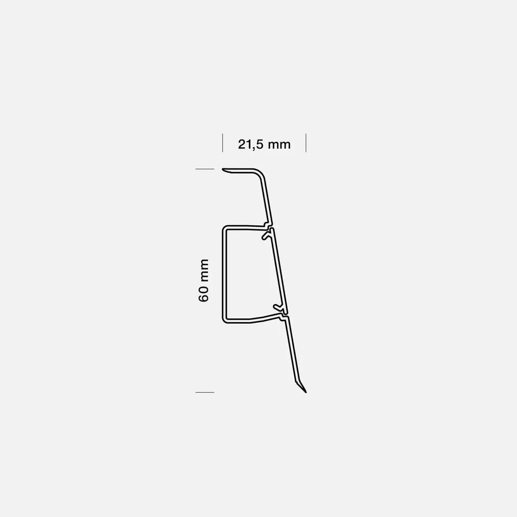 SOKLILIIST DÖLLKEN PLASTIK SLK60 Q VÄRV 3040 21,5X60MM 2,5M