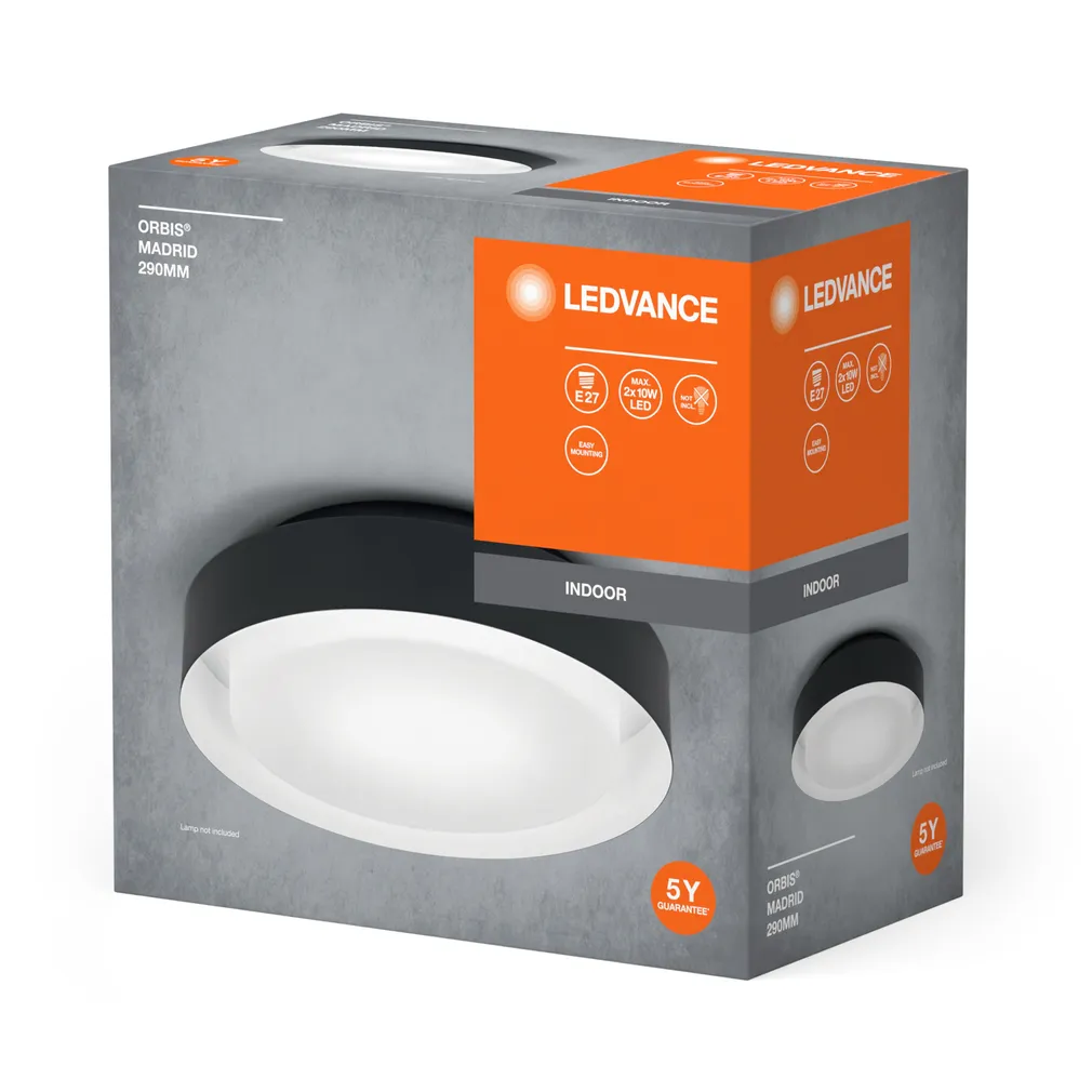 PLAFOON LEDVANCE ORBIS MADRID 290MM 2XE27 MUST