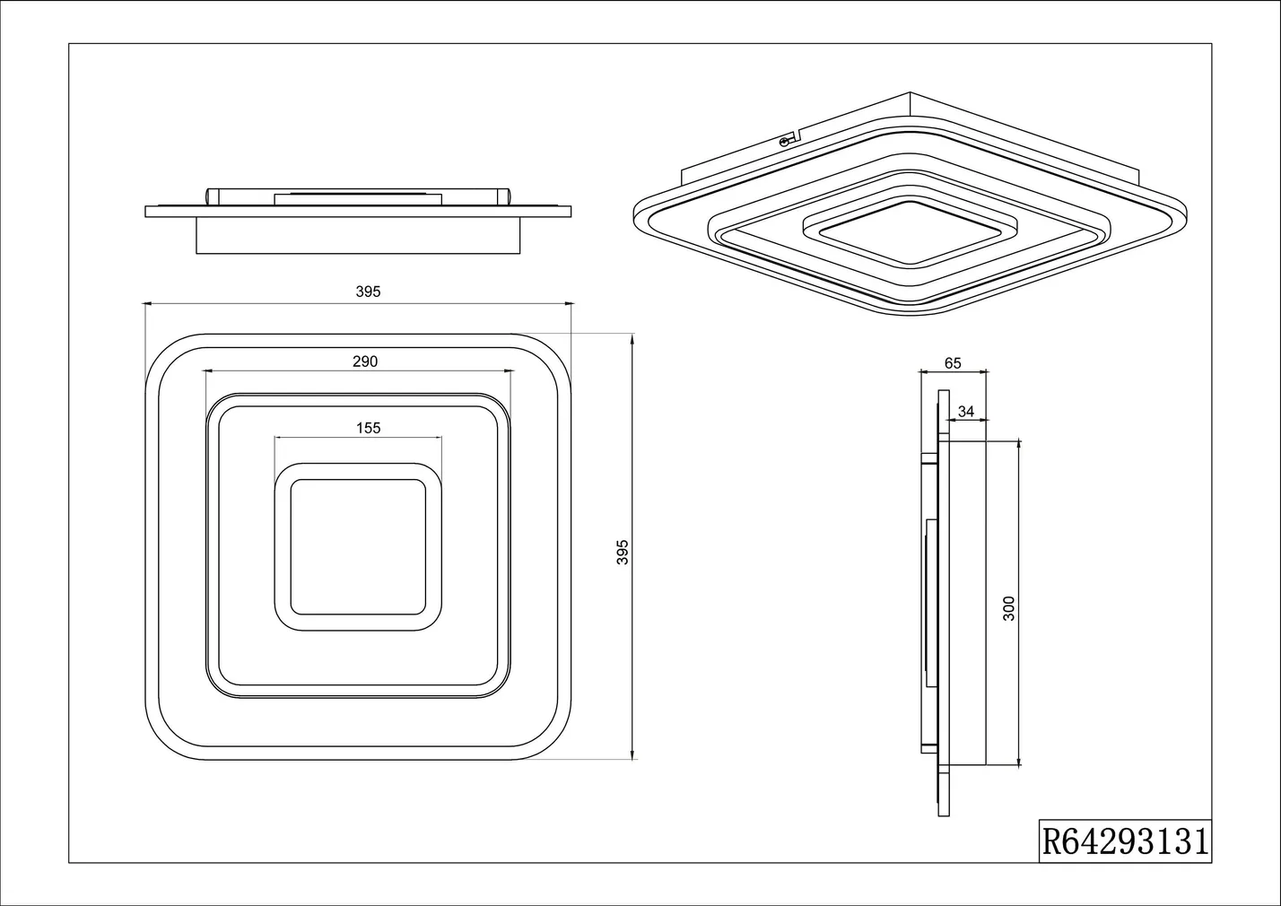 PLAFOON LED TRIO JORA 40X40CM MATT 46W VALGE