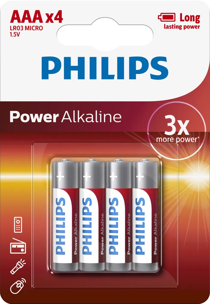 PATAREI PHILIPS POWER ALKALINE AAA/LR03 4TK