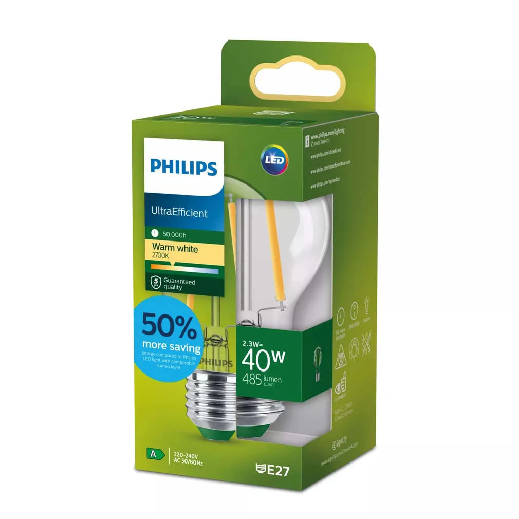 LED LAMP PHILIPS ULTRAEFFICIENT 40W A60 E27 2700K LÄBIP.