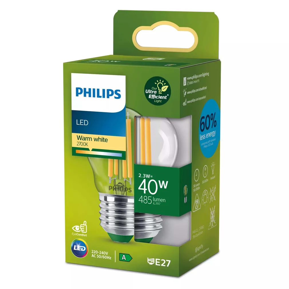 LED LAMP PHILIPS ULTRAEFFICIENT 40W P45 E27 2700K LÄBIP.