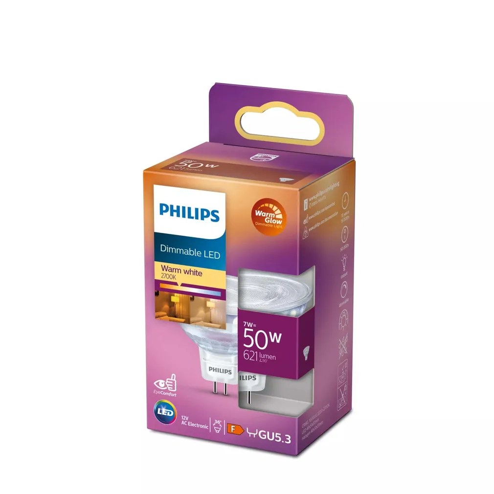 LED KOHTVALGUSTI PHILIPS 50W GU5.3 WW 12V 36D WGD