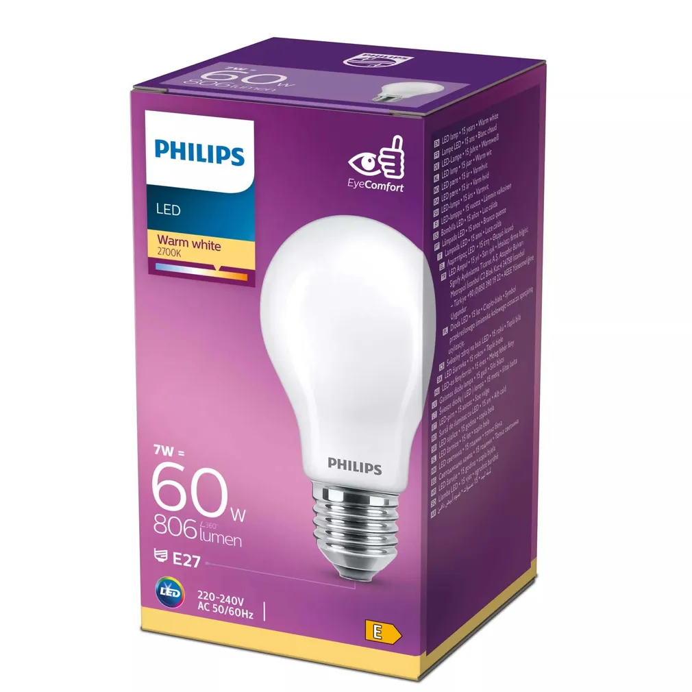LED LAMP PHILIPS CLASSIC 60W A60 E27 WW MATT