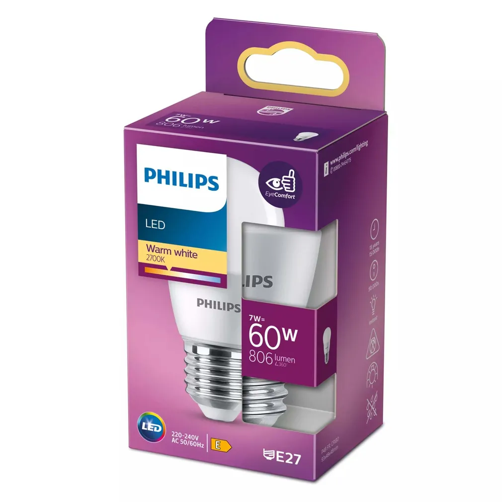 LED LAMP PHILIPS 60W P48 E27 WW ND MATT