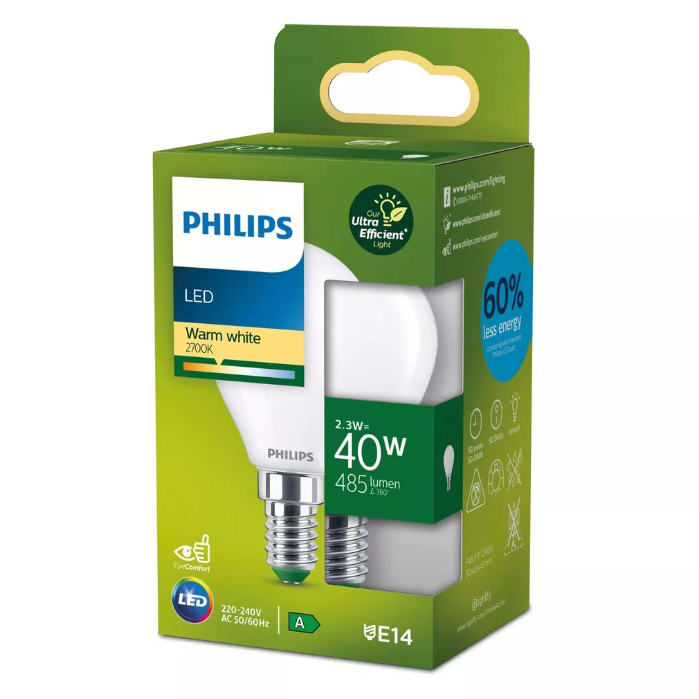 LED LAMP PHILIPS ULTRAEFFICIENT 40W P45 E14 2700K FR