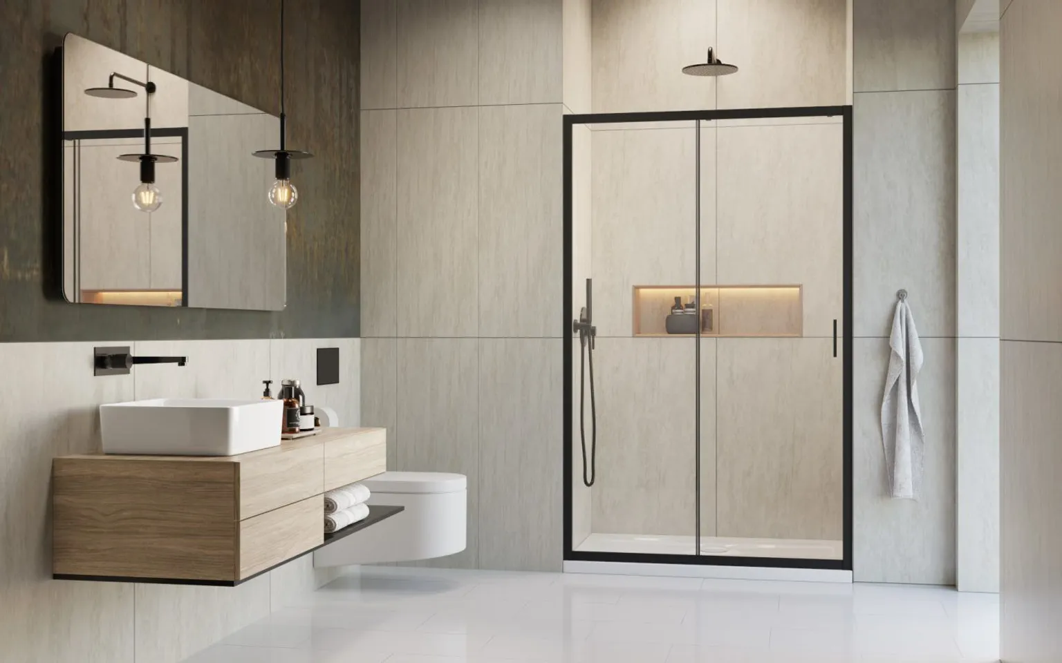 DUŠIUKS RADAWAY ALIENTA BLACK DWJ FRONT 110X190CM 
