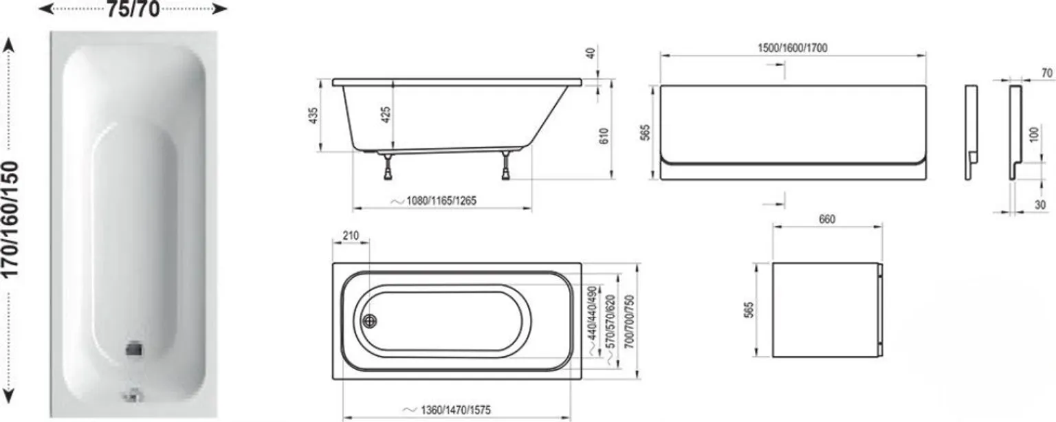 VANN RAVAK CHROME 150X70CM SETV18L VANNISEINAGA, SATIIN