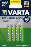 AKUPATAREI VARTA RECHARGE ACCU POWER AAA 4TK PAKIS