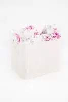 KORV 36X28X34CM PUNUTUD RIIDEGA VALGE KANGAS ROOSID