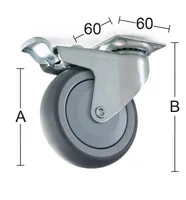 MÖÖBLIRATAS PIDUR 125MM MUST POLÜURETAAN ~70KG