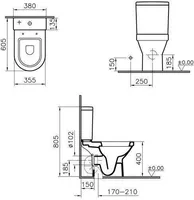 WC-POTT VITRA S50-60 UNIVERSAALNE ÄRAJOOKS SUJUVALT SULGUV PRILL-LAUD