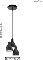 LAELAMP EGLO PRIDDY 3X60W E27 MUST
