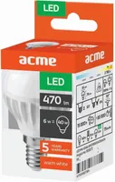 LED LAMP 6W E14 GLOBE 2700K 470LM ACME