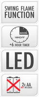 LED KÜÜNAL Ø85X150MM VILKUVA LEEGIGA VALGE