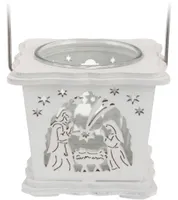 TEEKÜÜNLAHOIDJA LATERN 8X8X7,5CM VALGE HÕBEDASEGA, PUIT