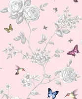 TAPEET ROSE GARDEN ROOSA/LILL/LIBLIKAS