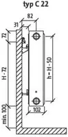 PANEELRADIAATOR PURMO COMPACT PC22 TERAS 1000X450X102MM KÜLGÜHENDUS 1347W