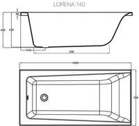 VANN CERSANIT LORENA JALGADEGA 140X70X66CM