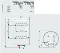 BOILER ARISTON PRO1 ECO 2K 150 VERTIKAALNE 145L 2000W