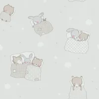 TAPEET DUTCH WALLCOVERINGS PAPER BEAR/RABBIT 05491-30