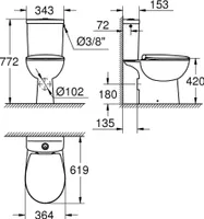 WC-POTT GROHE BAU CERAMIC TAHAJOOKS + SUJUVALT SULGUV PRILL-LAUD