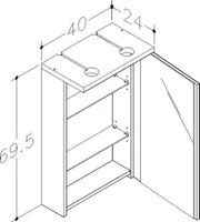 PEEGELKAPP RB BATHROOM QUADRO LED 40X24X69,5CM VALGE