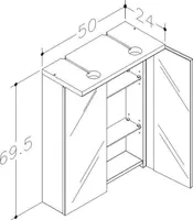 PEEGELKAPP RB BATHROOM QUADRO LED 50X24X69,5CM VALGE