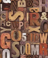 TAPEET DUTCH WALLCOVERINGS BE YOURSELF TOO LETTERS ROOD/BRUIN