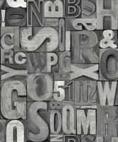 TAPEET DUTCH WALLCOVERINGS BE YOURSELF TOO LETTERS GRIJS