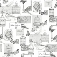 TAPEET DUTCH WALLCOVERINGS SCHUIMVINYL VOGELKOOI WIT/GRIJS