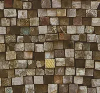 TAPEET DUTCH WALLCOVERINGS VLIESBEHANG HOUTBLOKKEN BRUIN/GROEN
