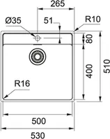 VALAMU ROOSTEVABA FRANKE MRX210-50TL 530X510X180MM SILE