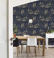 TAPEET ARTHOUSE LUXURY LEAF NAVY CHAMPAGNE 0,64X10,05M