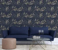TAPEET ARTHOUSE LUXURY LEAF NAVY CHAMPAGNE 0,64X10,05M