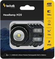 PEALAMP TECHNIK H20 400LM IP65 ZOOM PUNANE LED USB-LAETAV
