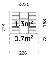 SAUN PALMAKO ANITA 1,3+0,7M² KLAASSEINAGA