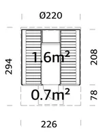 SAUN PALMAKO ANITA 1,6+0,7M² KLAASSEINAGA